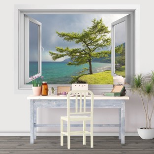 Vinilos efecto ventana 3d rusia siberia lago baikal