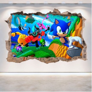 Vinilo decorativo agujero 3d sonic lost world Vinilo decorativo agujero 3d sonic lost world
