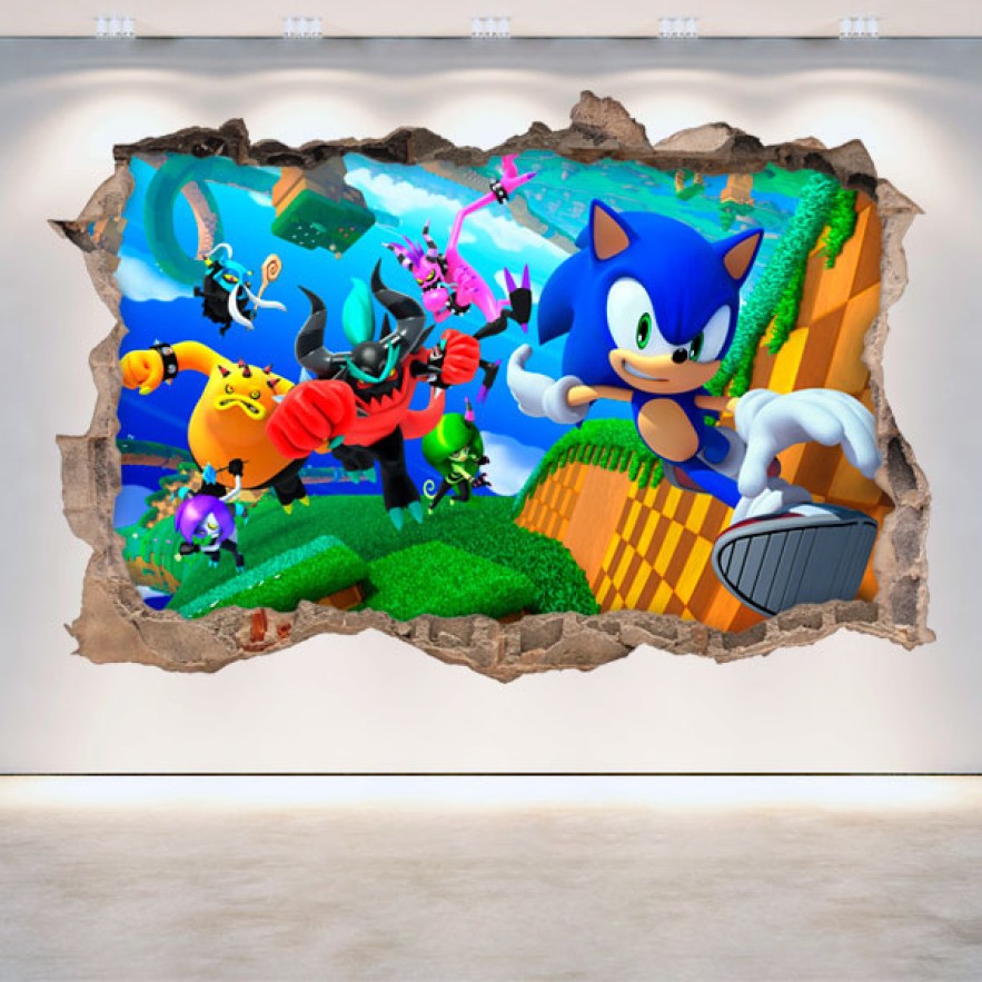 Vinilo decorativo agujero 3d sonic lost world