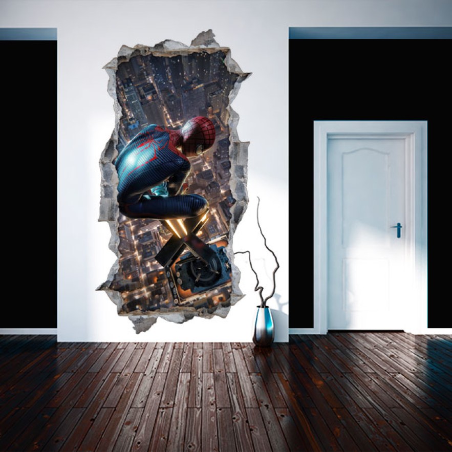 Vinilos decorativos agujero 3d spider man