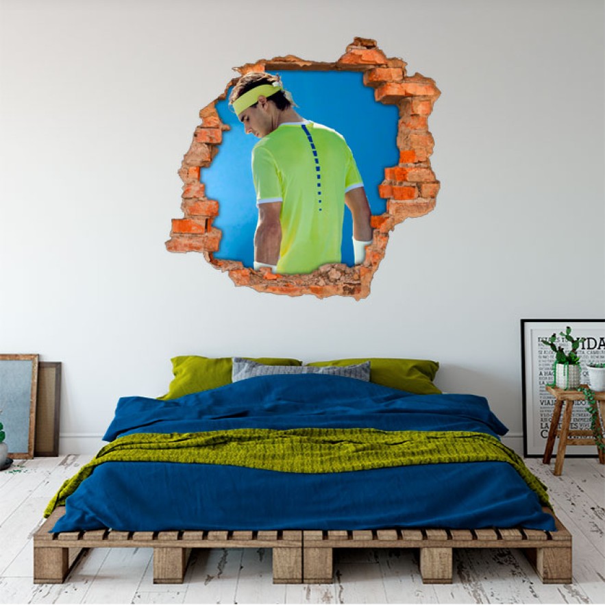 Vinilos agujero 3d tenis rafa nadal