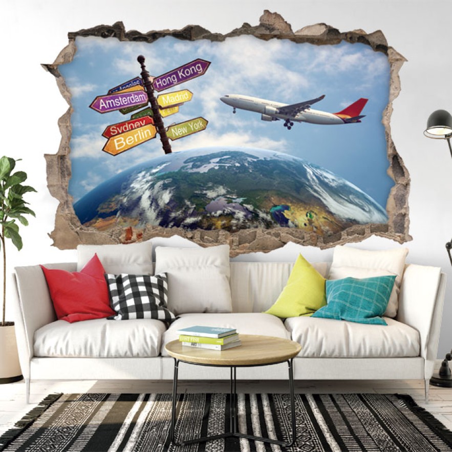 Vinilos agujero 3d viajes por el mundo