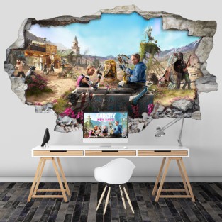 Vinilo decorativo agujero 3d videojuego far cry new dawn