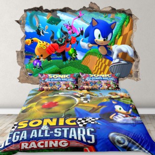 Vinilo decorativo agujero 3d videojuego sonic Vinilo decorativo agujero 3d videojuego sonic