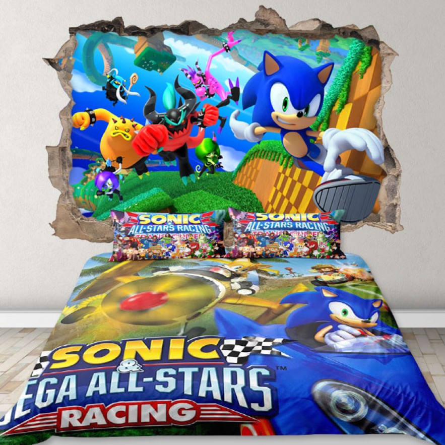 Vinilo decorativo agujero 3d videojuego sonic