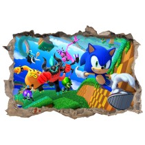 Vinilo decorativo agujero 3d videojuego sonic