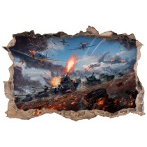 Vinilo decorativo agujero 3d war thunder tanks battle