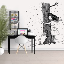 Vinilos decorativos chica abrazando un árbol