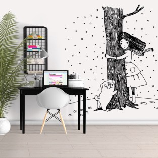 Vinilos decorativos chica abrazando un árbol
