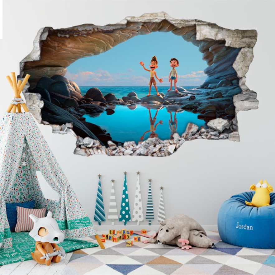 Vinilos infantiles agujero 3d luca disney pixar