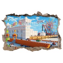 Vinilos decorativos minecraft agujero 3d