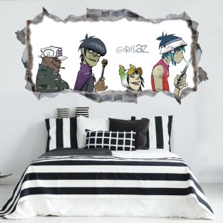 Vinilos decorativos agujero pared 3d gorillaz Vinilos decorativos agujero pared 3d gorillaz