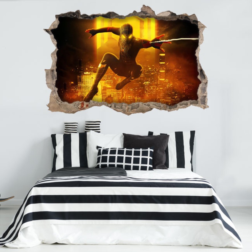 Vinilos agujero pared 3d spider man no way home