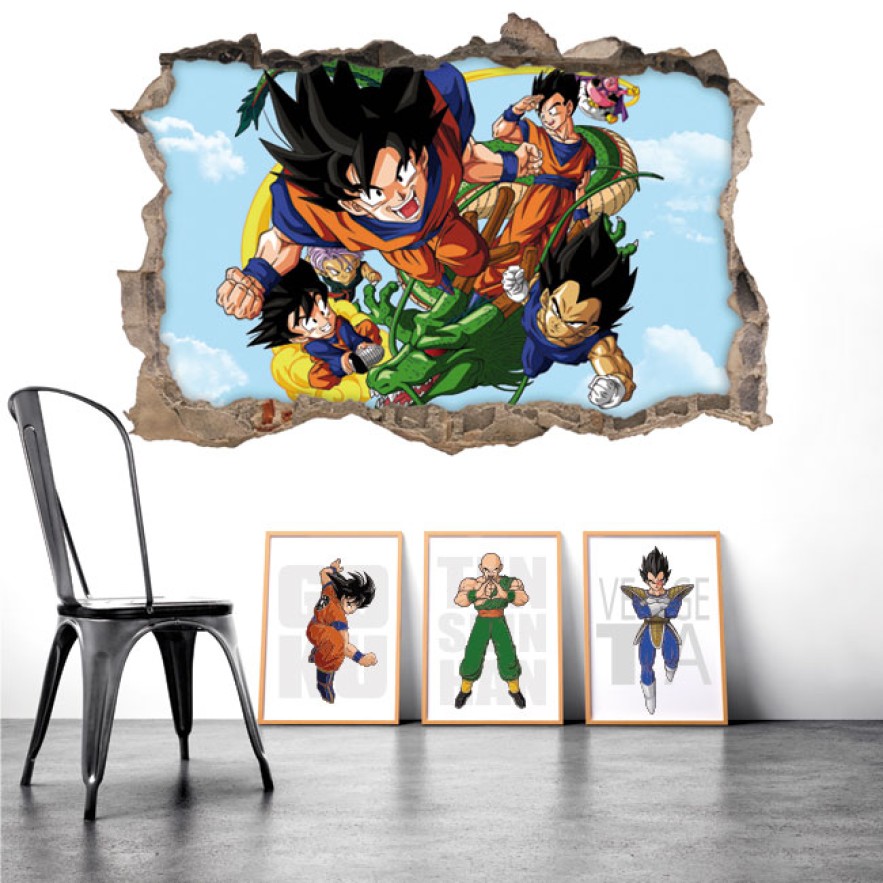 Vinilos decorativos agujero efecto 3d dragon ball