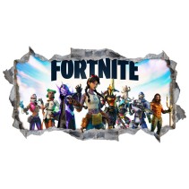 Vinilo decorativo agujero 3d pared fortnite