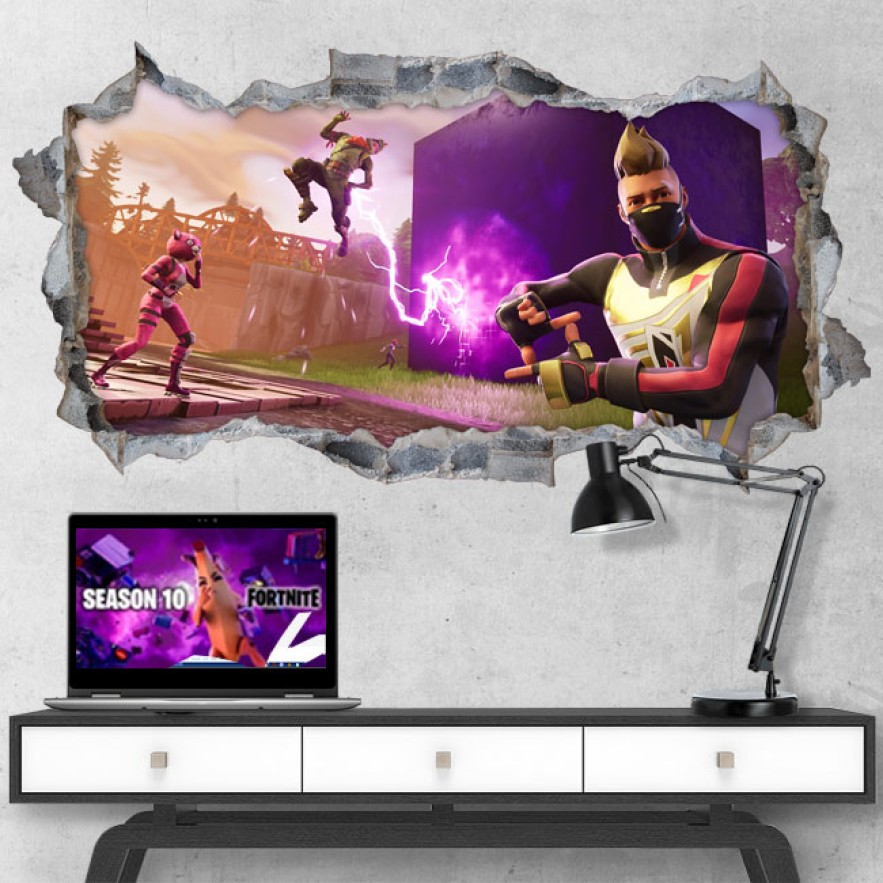 Vinilo agujero 3d batalla videojuego fortnite