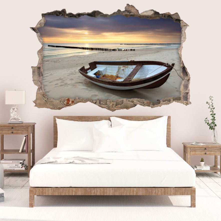 Vinilo agujero 3d amanecer en la playa