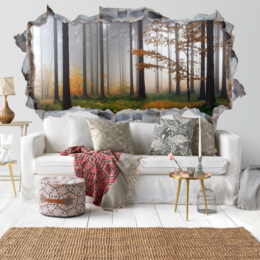 Vinilos decorativos árboles en el bosque 3d
