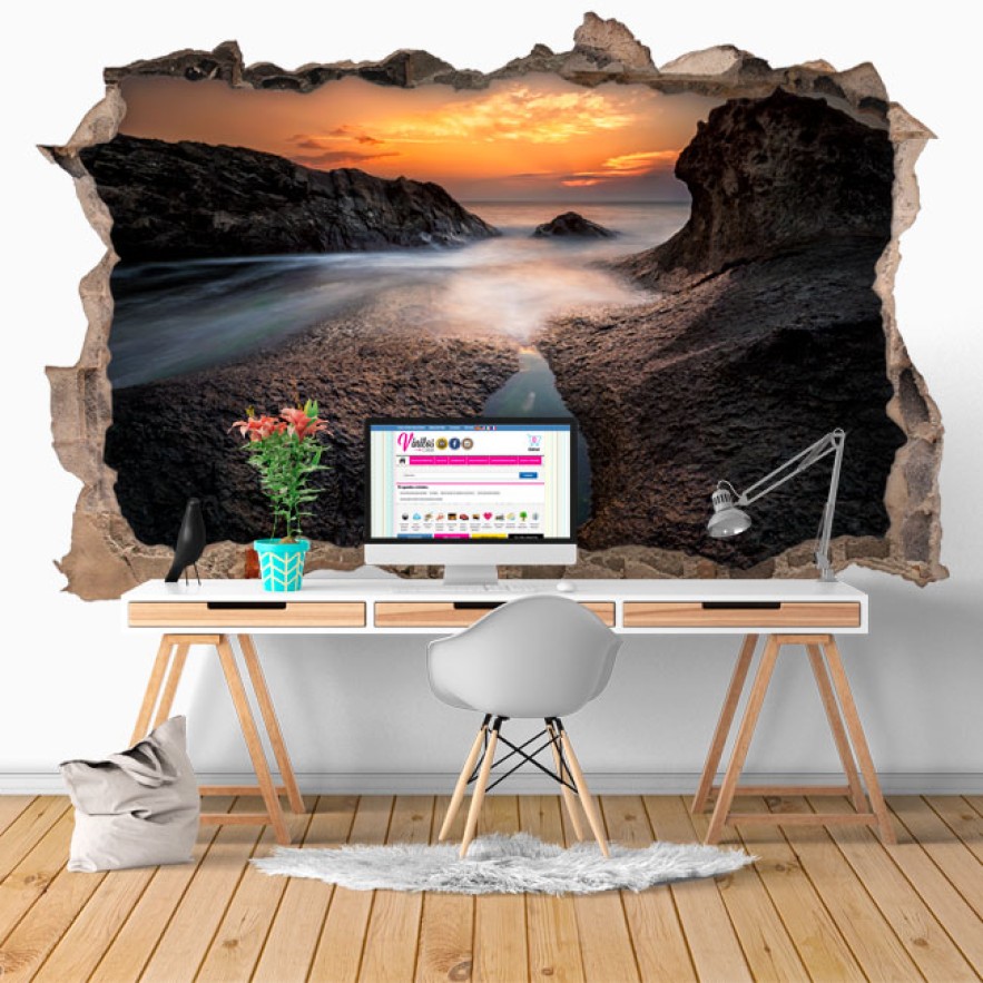 Vinilo agujero 3d atardecer mar negro bulgaria