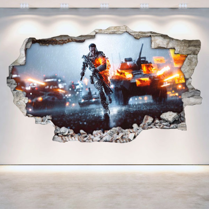 Vinilo agujero 3d videojuego battlefield