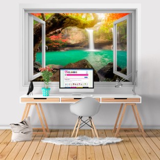 Vinilos efec to ventana 3d cascadas heo suwat