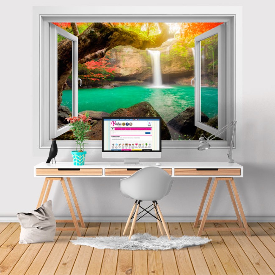 Vinilos efec to ventana 3d cascadas heo suwat