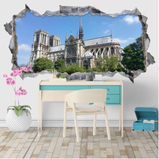 Vinilos agujero 3d panorámica catedral notre dame parís Vinilos agujero 3d panorámica catedral notre dame parís