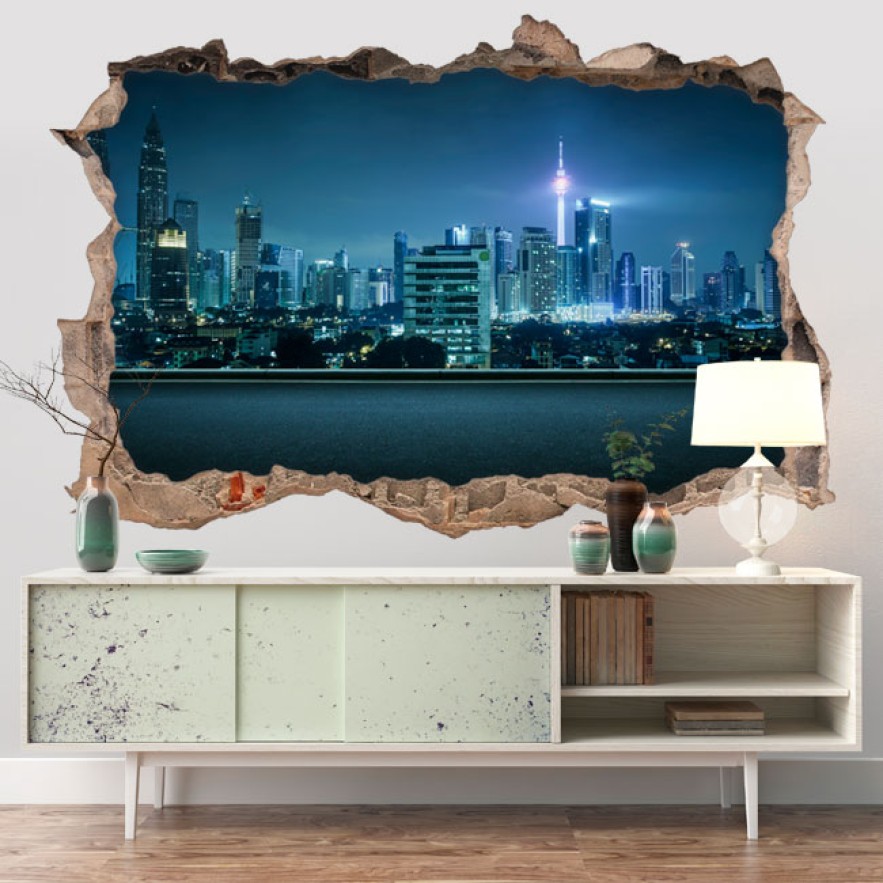 Vinilos agujero 3d ciudad kuala lumpur malasia
