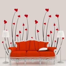 Vinilos decorativos flores de corazones
