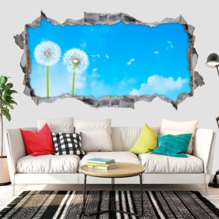 Vinilos decorativos agujero 3d flores diente de león Vinilos decorativos agujero 3d flores diente de león