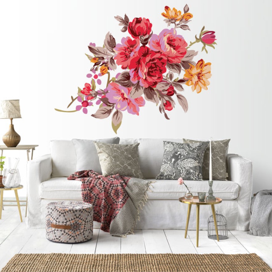 Vinilos decorativos dibujo flores clásicas paredes