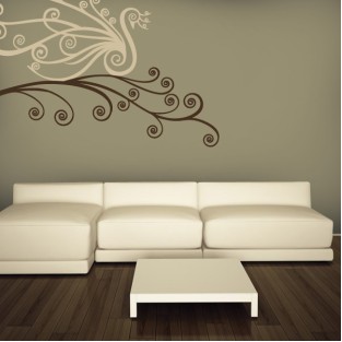 Vinilos decorativos diseño floral con pavo real Vinilos decorativos diseño floral con pavo real