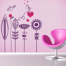 Vinilos y pegatinas flores y pajaritos románticos