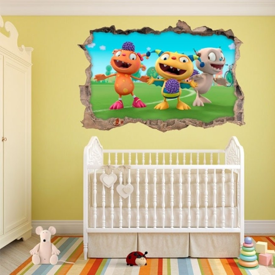 Vinilos decorativos agujero 3d henry el monstruo feliz