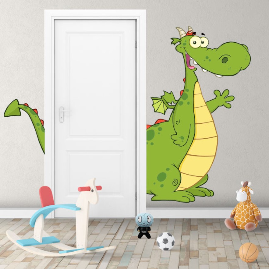 Vinilos infantiles decoración dragón para puertas