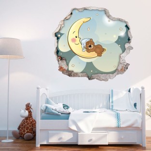 Vinilos infantiles agujero 3d osito dulces sueños