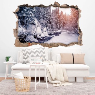 Vinilos agujero 3d invierno montes cárpatos