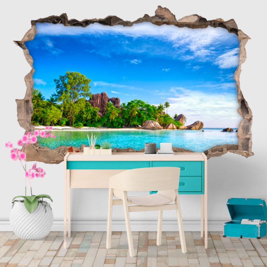 Vinilos agujero 3d isla la digue seychelles