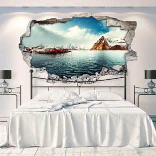 Vinilos agujero 3d paisaje islas lofoten noruega Vinilos agujero 3d paisaje islas lofoten noruega