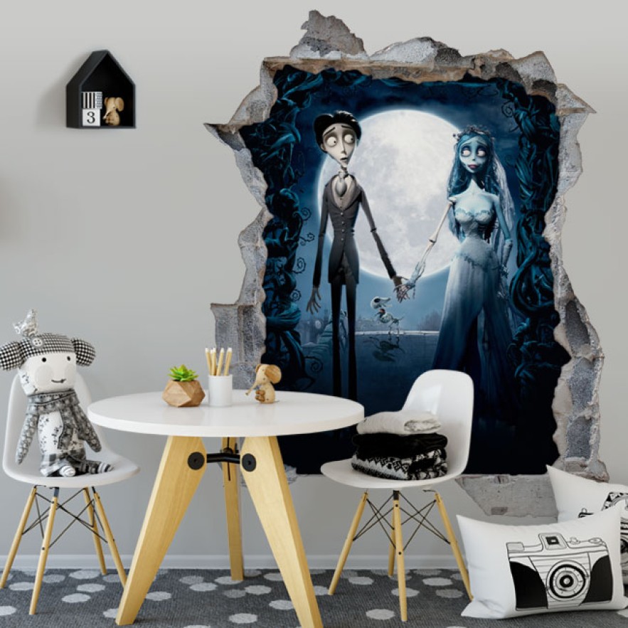 Vinilos agujero 3d la novia cadaver tim burton