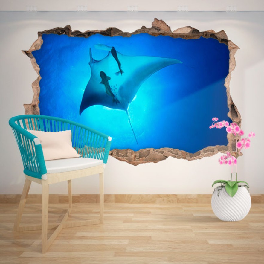 Vinilos decorativos agujeros 3d mantarraya