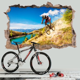 Vinilos decorativos agujero 3d mountain bike