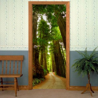 Vinilos camino de sequoias para puertas