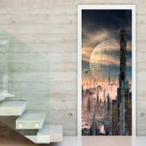 Vinilos para puertas de ciudad futurista