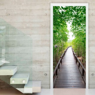 Vinilos decorativos puertas puente en bosque tropical
