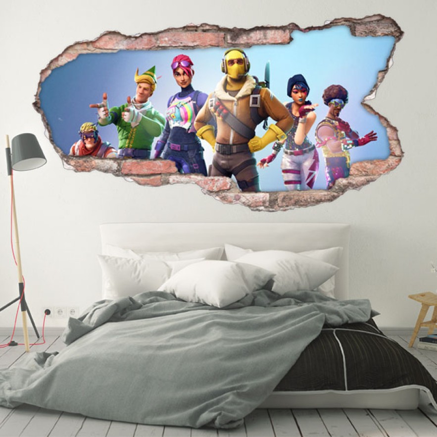 Vinilos decorativos agujero 3d videojuego fortnite
