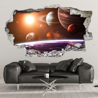 Vinilos decorativos agujero 3d planetas sistema solar Vinilos decorativos agujero 3d planetas sistema solar