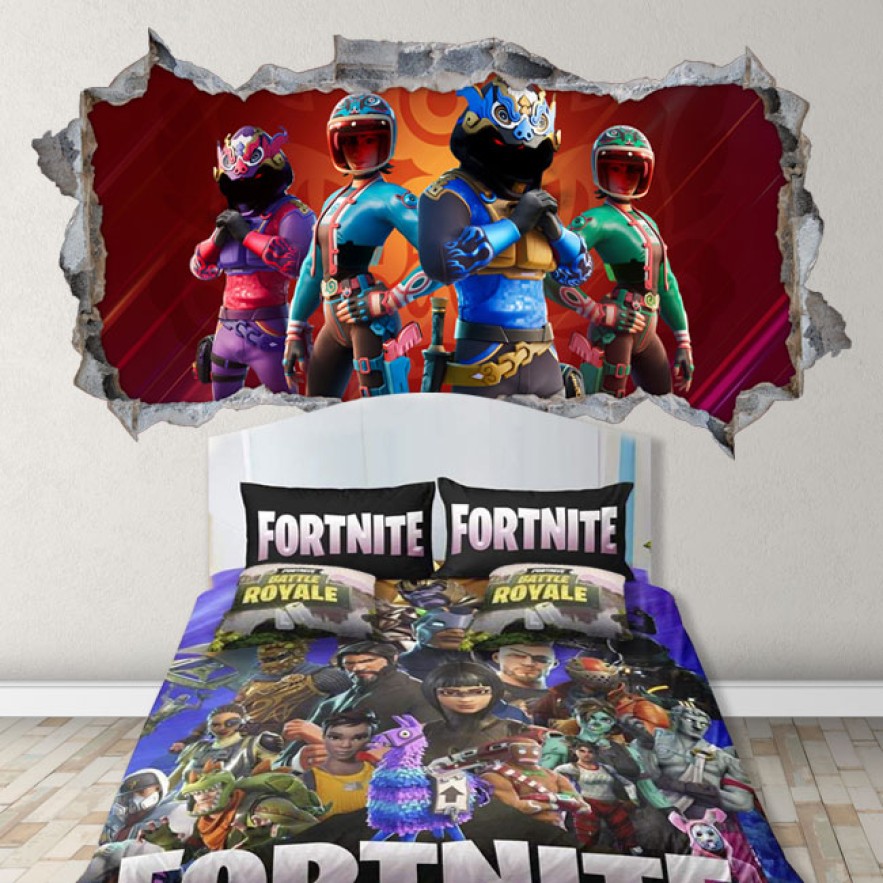 Vinilo decorativo agujero 3d personajes videojuego fortnite