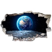 Vinilo agujero 3d planeta tierra desde luna
