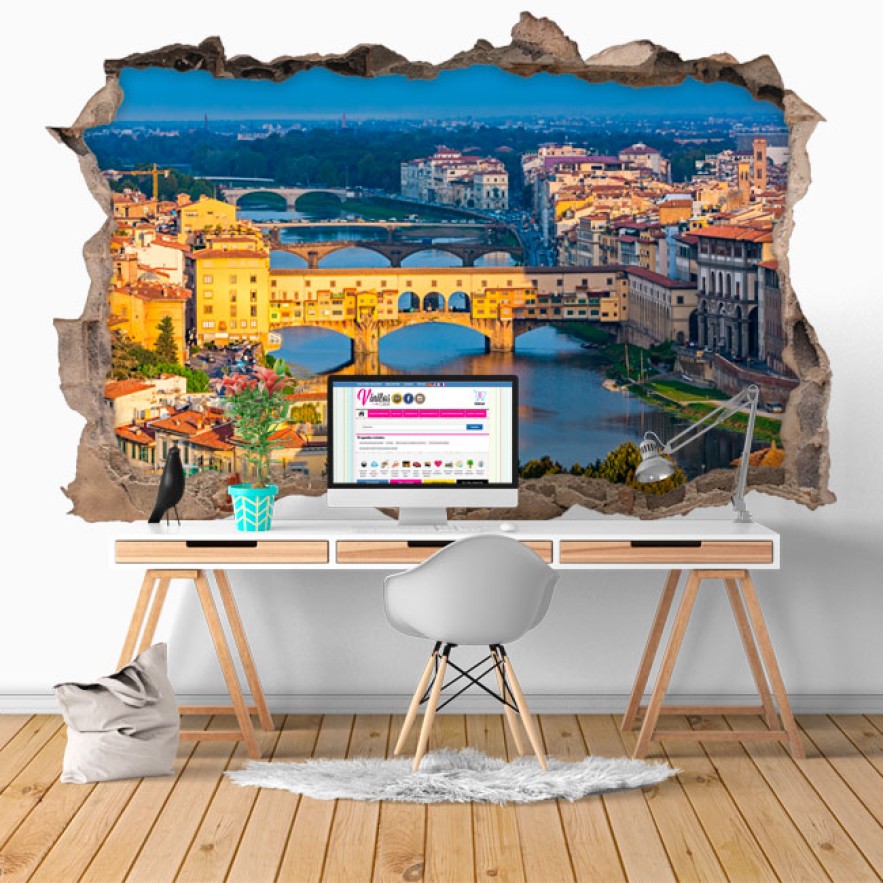 Vinilos agujero 3d ponte vecchio florencia italia